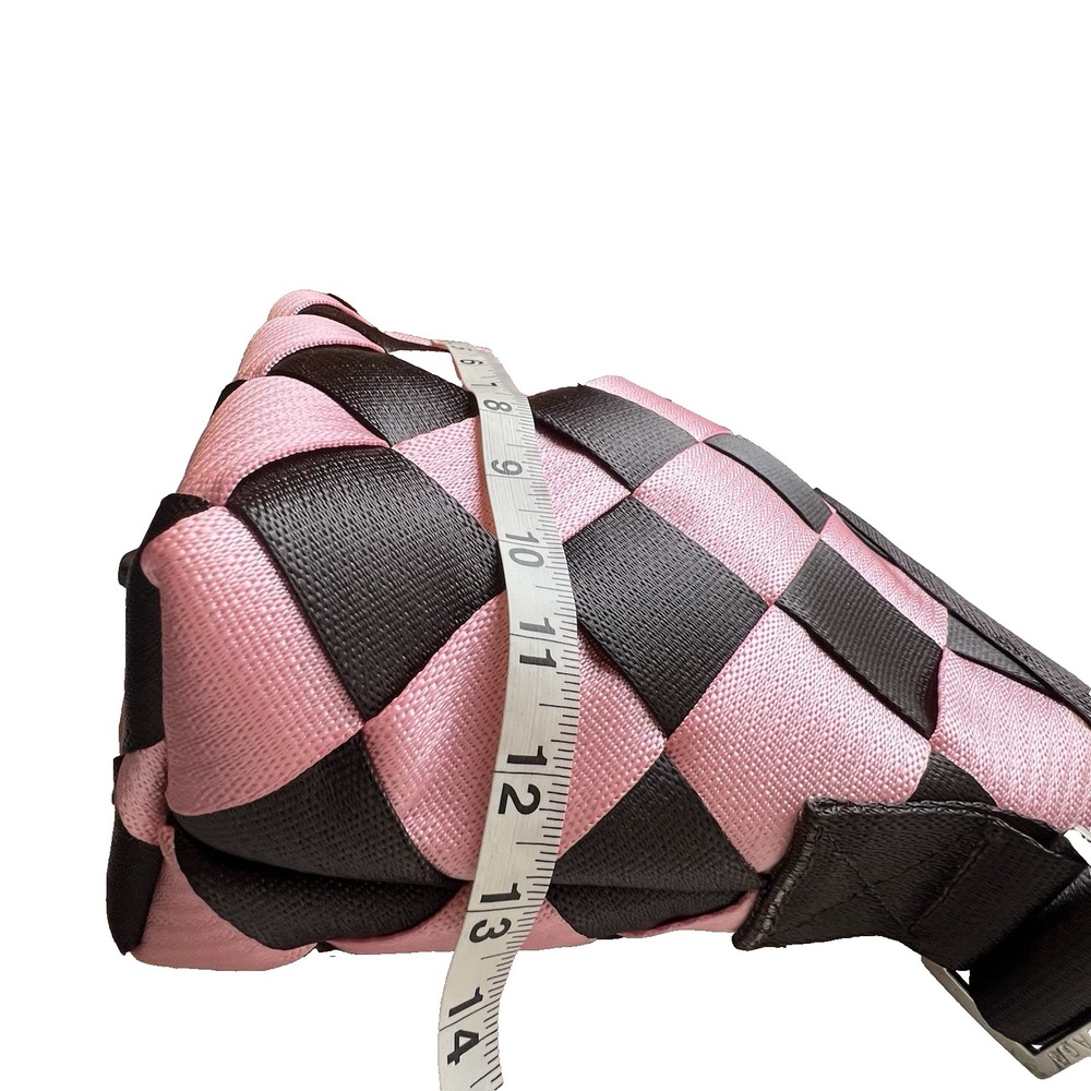MAGGIE BAGS Genuine Seat Belt Webbing Shoulder Bag Brown/Pink Adjustable Strap - Picture 3 of 11